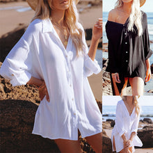 Load image into Gallery viewer, Ins Wind Net Red Lazy Beach Blouse Mid-Length Loose Shirt
