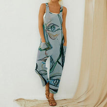 Load image into Gallery viewer, Vintage Polyester Printed Square Neck Sleeveless Pockets Jumpsuit
