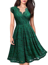 Load image into Gallery viewer, Elegant V-neck Sleeveless Plain Lace Semi Dress
