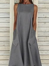Charger l&#39;image dans la galerie, Elegant Round Neck Sleeveless Double Pocket Dress
