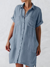 Load image into Gallery viewer, Cotton And Linen Long Sleeve Dress With Irregular Pockets
