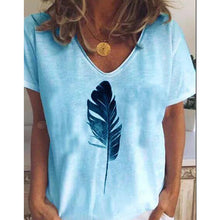 Load image into Gallery viewer, Summer Feather Print Short Sleeve Ladies T-shirt

