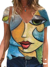 Load image into Gallery viewer, Portrait Printed V-neck Ladies&#39; Short Sleeve T-shirt
