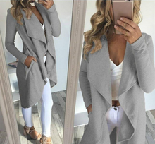 Load image into Gallery viewer, Slim Long Trench Coat With Solid Lapel
