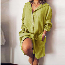 Load image into Gallery viewer, Loose Double Pocketed Mid-length Cotton &amp; Linen Blouse
