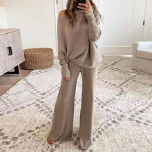 Load image into Gallery viewer, Women&#39;s Casual Solid Color One Shoulder Ladies Knit Suit
