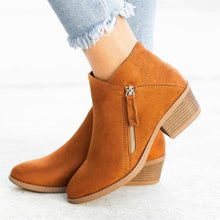 Load image into Gallery viewer, Chunky Heel Side Zip Mid-heel Ankle Boots
