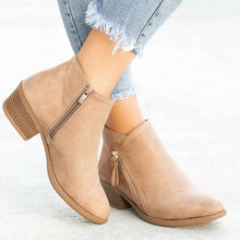 Load image into Gallery viewer, Chunky Heel Side Zip Mid-heel Ankle Boots
