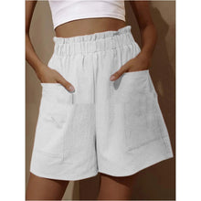Load image into Gallery viewer, Cotton Linen Flower Bud High Waist Shorts Fashion Large Size Wide Leg Casual Pants
