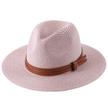 Load image into Gallery viewer, Soft Shaped Straw Hat Women Men Wide Brim Sun Cap UV Protection Fedora Hat
