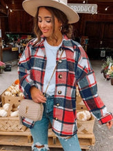 Charger l&#39;image dans la galerie, Casual Polyester Plaid Shawl Collar Regular Sleeve Coat
