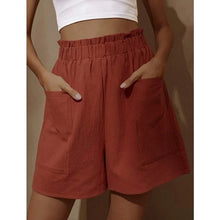 Load image into Gallery viewer, Cotton Linen Flower Bud High Waist Shorts Fashion Large Size Wide Leg Casual Pants
