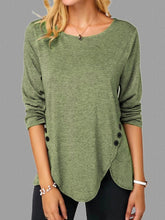 Charger l&#39;image dans la galerie, Spring And Summer Hot Style Irregular Button Hem Long Sleeve Round Neck T-shirt
