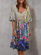 Load image into Gallery viewer, Half Sleeve Elegant Dress Printed Loose Midi Dress

