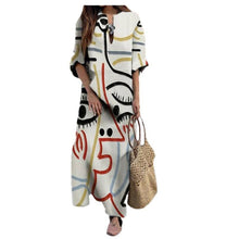 Load image into Gallery viewer, Bohemian Shift V-neck Half Sleeve Polyester Printed Print Maxi Boho Dresses
