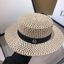 Load image into Gallery viewer, HT208 Retro Wide Brim Letter M Straw Hat Ladies Sun Hats Travel
