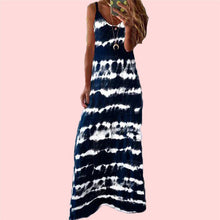 Load image into Gallery viewer, Casual Shift V-neck Sleeveless Cotton Tie Dye Long Boho Dress
