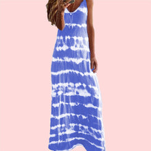 Load image into Gallery viewer, Casual Shift V-neck Sleeveless Cotton Tie Dye Long Boho Dress
