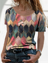 Load image into Gallery viewer, Colorful Round Neck Regular Pattern Tribal Slim Standard T Shirt
