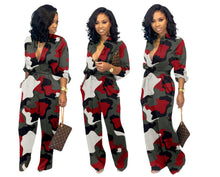 Load image into Gallery viewer, European and American Women&#39;s Wide Leg Pants Camouflage Jumpsuit
