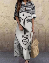Load image into Gallery viewer, Elegant Flowy V-neck Half Sleeve Dacron Printed Pattern Maxi Summer Dress
