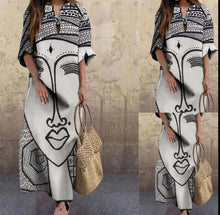 Load image into Gallery viewer, Elegant Flowy V-neck Half Sleeve Dacron Printed Pattern Maxi Summer Dress

