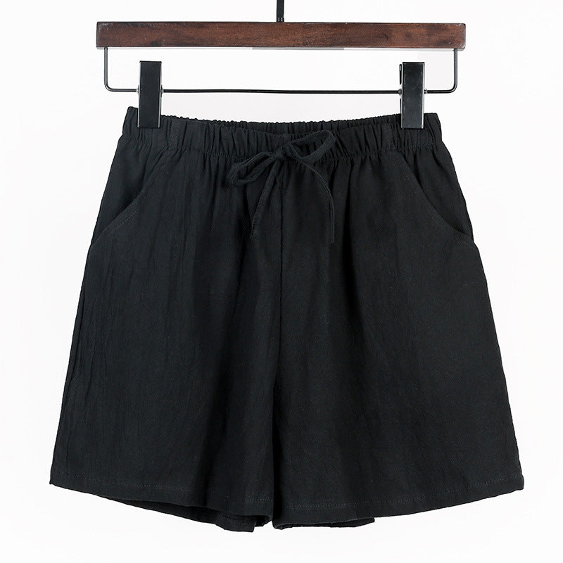 Simple And Loose Cotton And Linen Casual Shorts