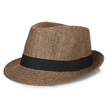 Load image into Gallery viewer, Simple Straw Plain Color Belt Buckle Fedora Hat
