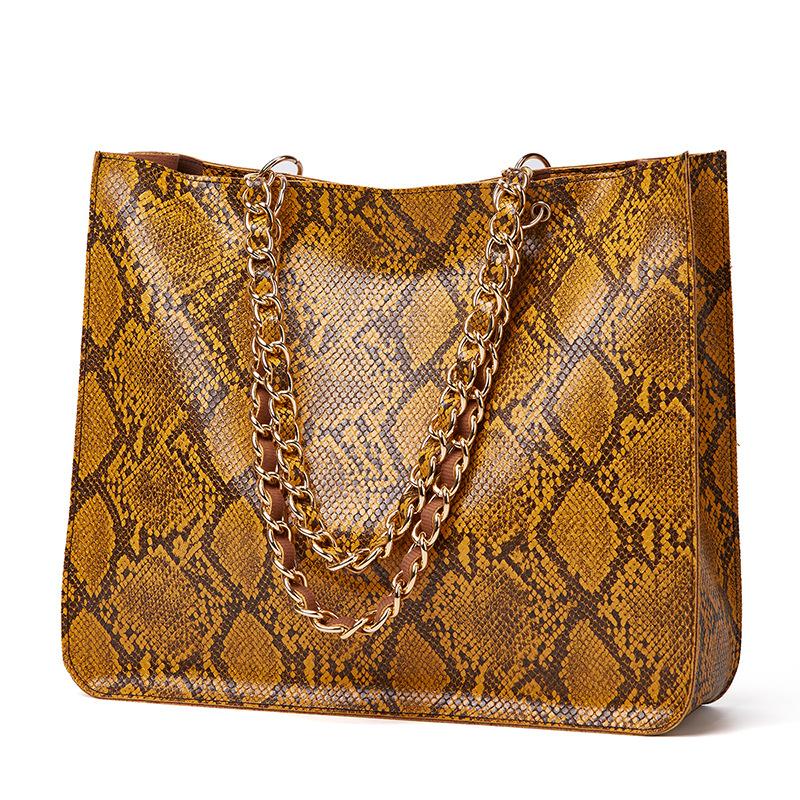 Casual Tote Bag Female Serpentine Handbag Large Capacity Shoulder Bag For Women Ladies Vintage PU Leather Crossbody Bag