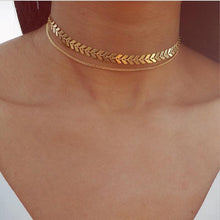 Load image into Gallery viewer, Two Layers Fishbone Choker Necklace
