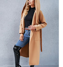 Load image into Gallery viewer, Loose Mid-length Woolen Coat With Hood
