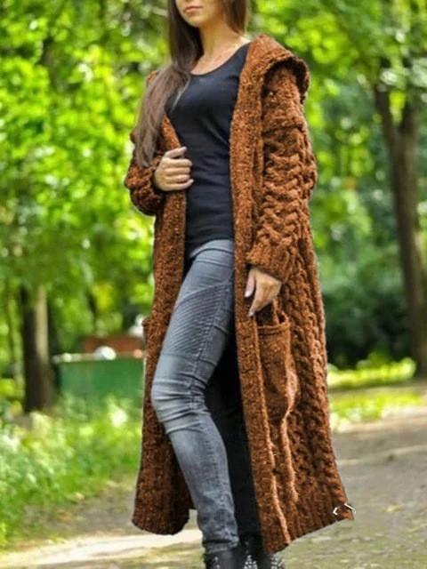 Lazy Style Hooded Long Cardigan Sweater