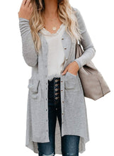 Load image into Gallery viewer, Women&#39;s Long Sleeve Button Knit Cardigan with Pocket
