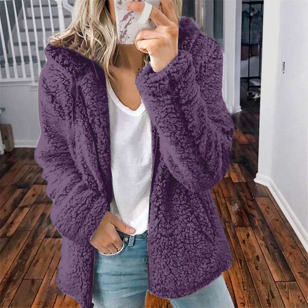 Women's Casual Hooded Woolen Coat