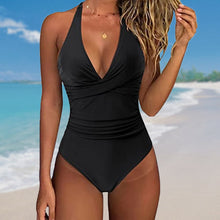 Load image into Gallery viewer, Women&#39;s Fashion Solid Color Cross Hanging Neck Swimsuit

