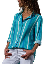 Load image into Gallery viewer, Striped V-neck Long Sleeve Shirt
