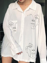 Load image into Gallery viewer, Loose Cartoon Printed Cardigan Long Sleeve Shirt
