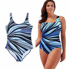 Load image into Gallery viewer, Striped printed fatted one-piece bikini swimsuit
