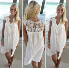 Load image into Gallery viewer, Sexy chiffon casual tunic off white lace dress
