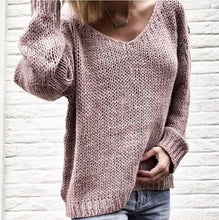 Load image into Gallery viewer, Casual V-neck Solid Color Loose Sweater

