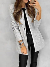 Load image into Gallery viewer, Office Solid Color Stand Up Long Regular Sleeve Buttoned Slim-fit Blazer for Women

