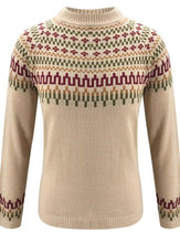 Charger l&#39;image dans la galerie, Elegant Cotton Blend Printed Round Neck Long Sleeve Sweater
