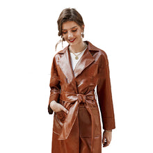 Load image into Gallery viewer, Women&#39;s Street Hipster Lapel Collar Long Windbreaker with Belt and Pockets
