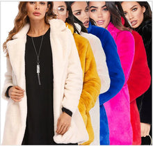 Load image into Gallery viewer, Faux Fur Coat Women Long Sleeve Warm Thick Wave Plus Size Coat Winter Autumn
