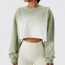 Load image into Gallery viewer, Women&#39;s Casual Round Neck Dropped Shoulder Cropped Sweatshirt
