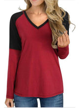 Load image into Gallery viewer, Colorblock Long-sleeved Slim T-shirt Bottoming Shirt For Women
