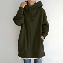 Load image into Gallery viewer, Zipper Hooded Long Plus Fleece Sweatshirt
