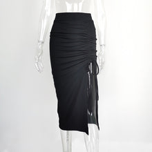 Charger l&#39;image dans la galerie, European And American Women&#39;s High Waist Slit Pleated Skirt
