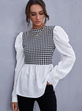 Load image into Gallery viewer, Temperament All Match Plaid Stitching Shirt Top

