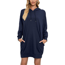 Load image into Gallery viewer, Autumn And Winter Mid-length Hooded Lace-up Long-sleeved Shirt
